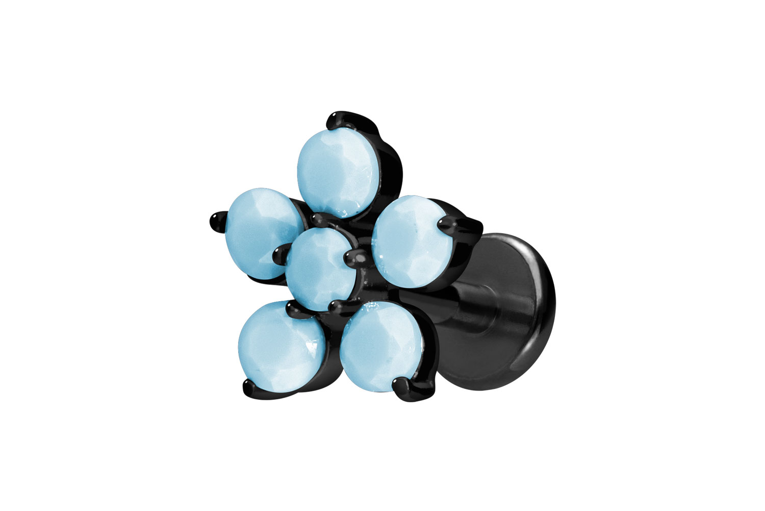 Titan Labret Piercing mit Innengewinde BLUME + SYNTHETISCHE TÜRKISE